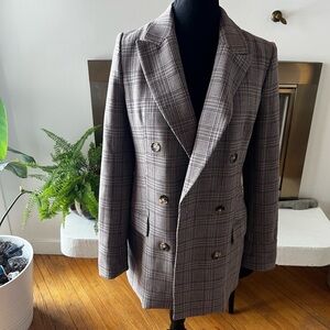 Wilfred Destiny Classic Double-Breasted Plaid Blazer